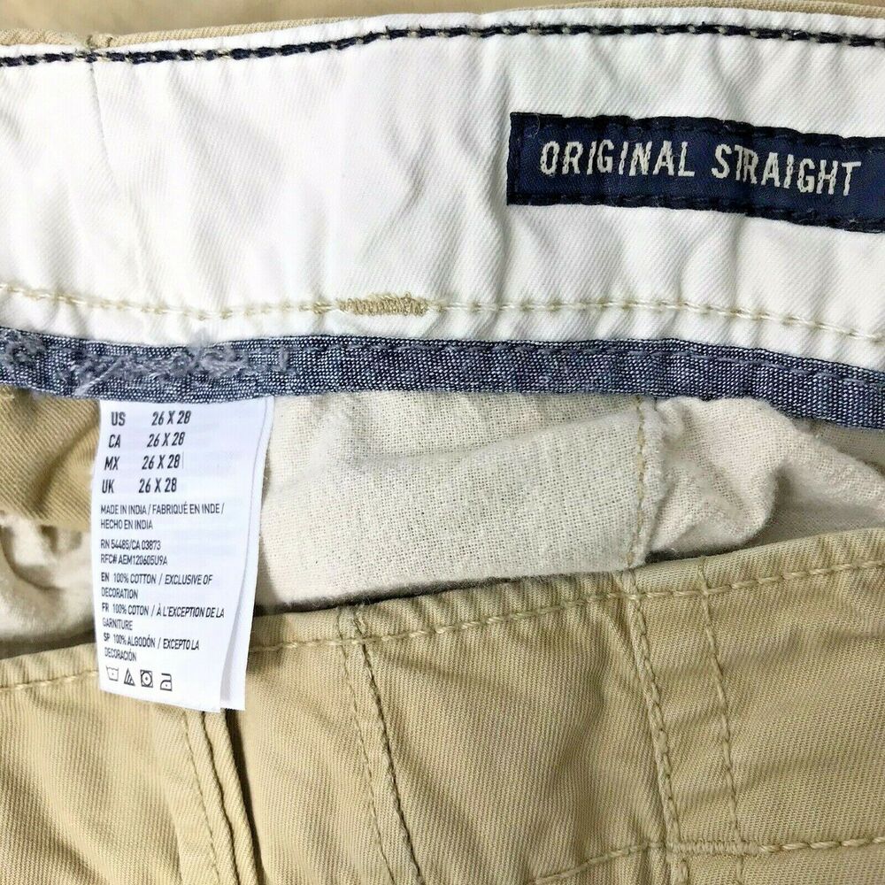 American Eagle Khaki Pants Mens‎  26 x 27 Tan Original Straight Uniform School - Picture 6 of 11